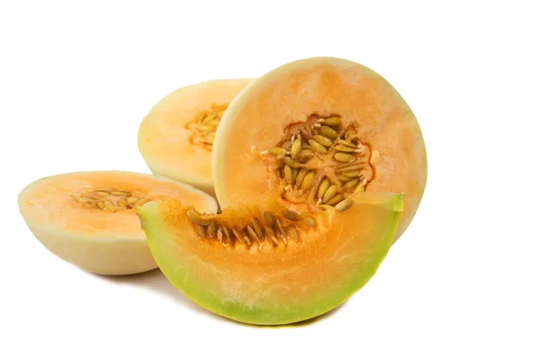 Halv Melon Frukt Isolat Vit Bakgrund — Stockfoto