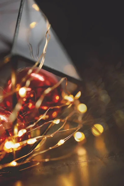 Noel ışıkları. Noel ruh. Noel arka plan. Sıcak Noel atmosferi.  