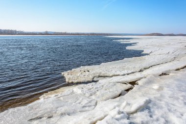 Buz buz drift sırasında nehrinde büyük bir kısmını