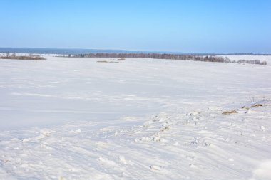 Karla kaplı alan yakınındaki ormanda kış