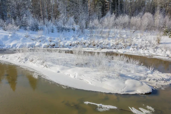 Warm Stream Flows Forest Winter — Stock Photo, Image