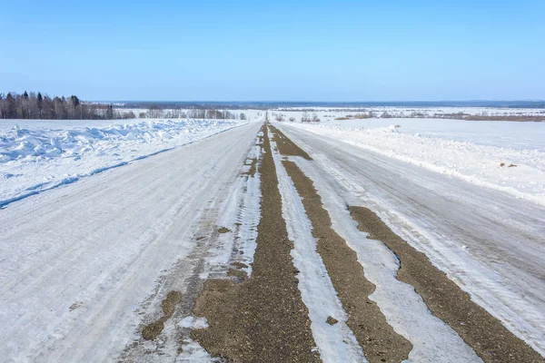 Ice Road Sunny Winter Day — Stock Photo, Image