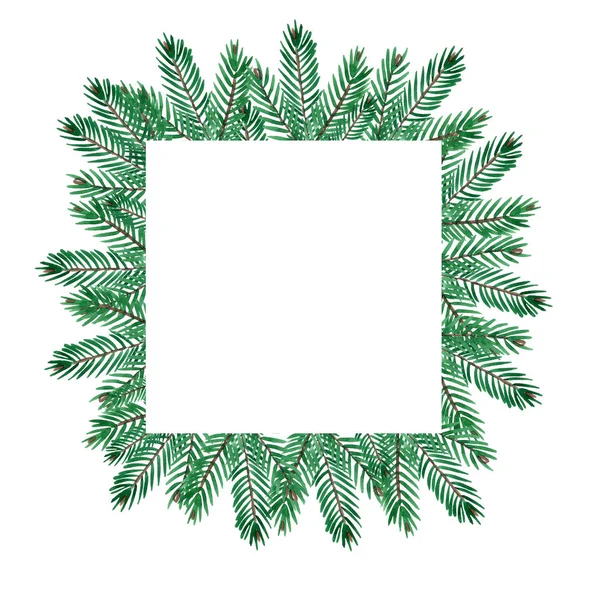 Christmas Frame Green Pain Branches Hand Drawn Illustration — Stock Photo, Image