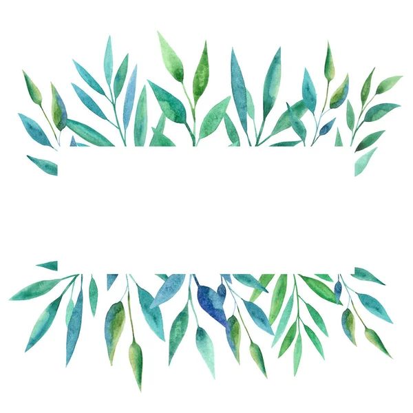 Suluboya çiçek çerçevesi. El çizilmiş bitkiler kart tasarımı: botanica