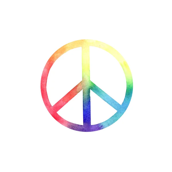 Gökkuşağı Suluboya Barış logosu. Posterler ve p için tasarım öğeleri — Stok fotoğraf