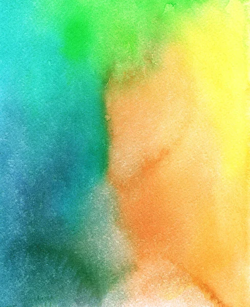 Fundo Abstrato Aquarela Textura Pintada Mão Manchas Aquarela Verde Laranja — Fotografia de Stock