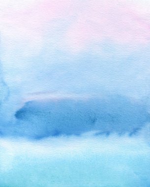 Abstract watercolor background, hand painted texture, blue and pink paint stains. Design for backgrounds, wallpapers, covers and packaging.	