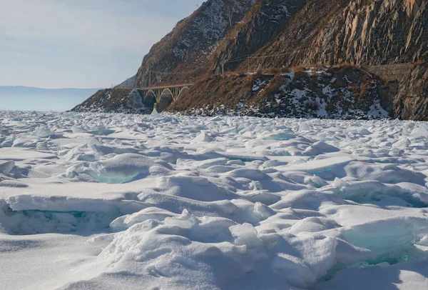 Cumes Gelo Lago Baikal — Fotografia de Stock