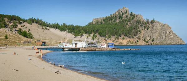 Panorama Bahía Peschanaya Lago Baikal Agosto 2007 — Foto de Stock