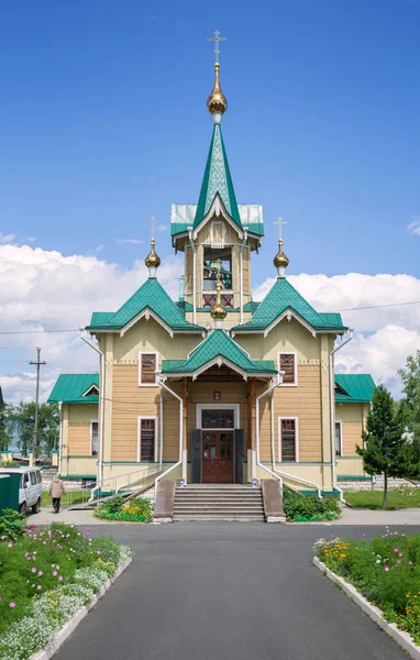 Деревянная Православная Церковь Городе Слюдянка Возле Озера Байкал — стоковое фото