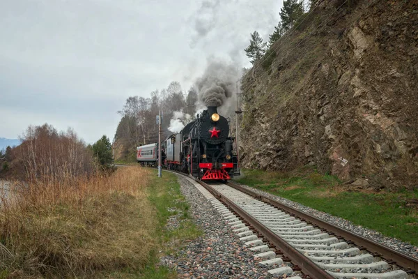 Old Steam Locomotive Circum Baikal Railway — Stock Photo, Image