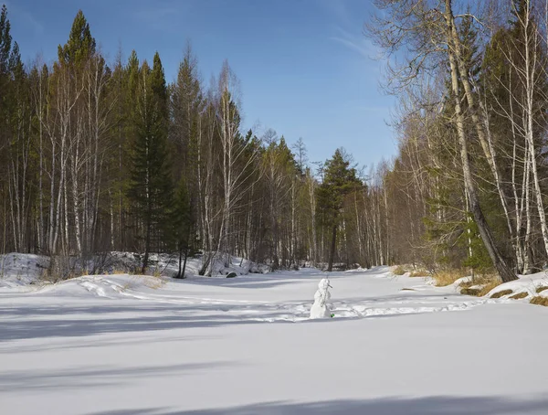 Muñeco Nieve Río Olha — Foto de Stock