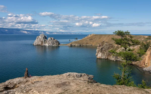 Rock Shaman Stone Cape Burhan Olkhon Eiland Lake Baikal — Stockfoto