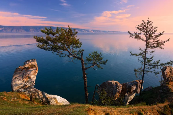 Vroeg Ochtend Aan Kleine Zeestraat Van Het Baikalmeer — Stockfoto