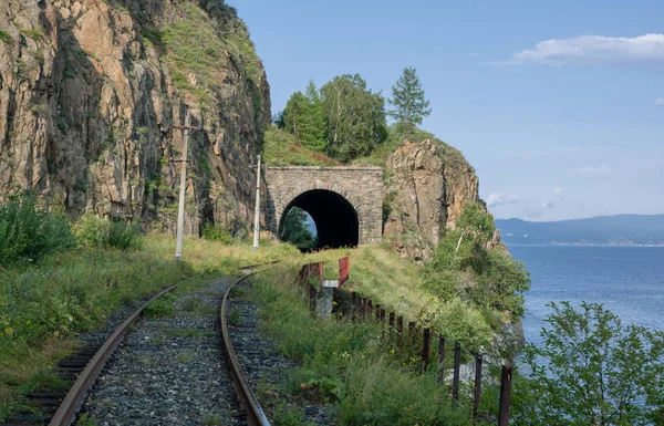 Túnel Baklaniy Ferrocarril Circum Baikal Cerca Del Lago Baikal — Foto de Stock