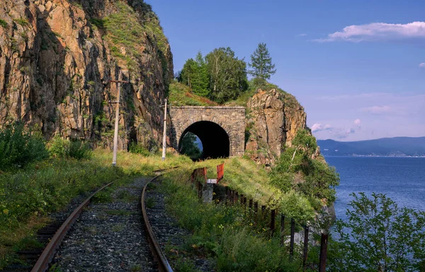 Baklanijové Tunelové Propojení Cirum Baikalské Železnici Poblíž Jezera Baikal — Stock fotografie