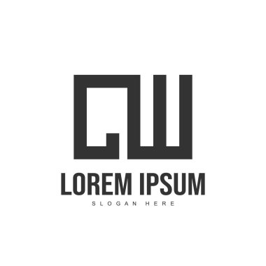 CW mektup logo tasarımı. İlk harf logo tasarım şablonu