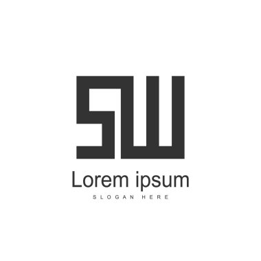 SW mektup logo tasarımı. İlk harf logo şablonu