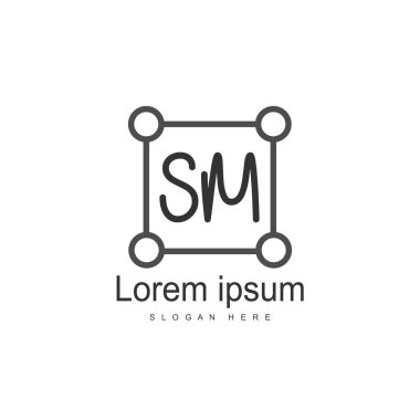 Mektup Sm logo şablonu tasarımı ilk. en az harf logo tasarımı