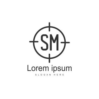 Mektup Sm logo şablonu tasarımı ilk. en az harf logo tasarımı