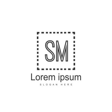 Mektup Sm logo şablonu tasarımı ilk. en az harf logo tasarımı