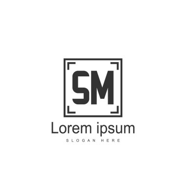 Mektup Sm logo şablonu tasarımı ilk. en az harf logo tasarımı