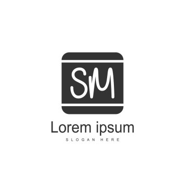 Mektup Sm logo şablonu tasarımı ilk. en az harf logo tasarımı