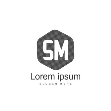 Mektup Sm logo şablonu tasarımı ilk. en az harf logo tasarımı