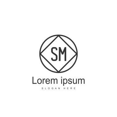 Mektup Sm logo şablonu tasarımı ilk. en az harf logo tasarımı