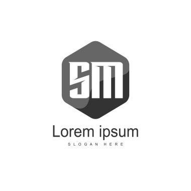 Mektup Sm logo şablonu tasarımı ilk. en az harf logo tasarımı