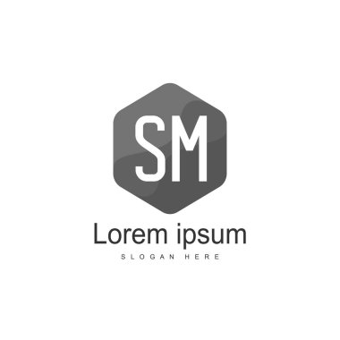Mektup Sm logo şablonu tasarımı ilk. en az harf logo tasarımı
