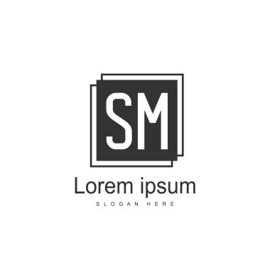 Mektup Sm logo şablonu tasarımı ilk. en az harf logo tasarımı