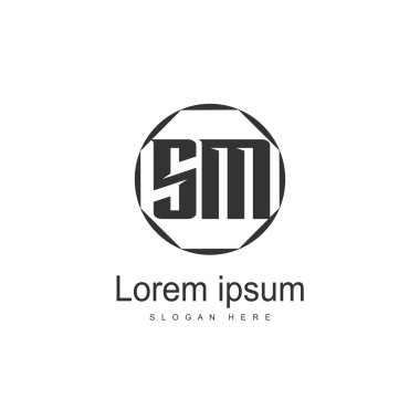 Mektup Sm logo şablonu tasarımı ilk. en az harf logo tasarımı