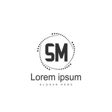 Mektup Sm logo şablonu tasarımı ilk. en az harf logo tasarımı