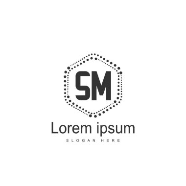 Mektup Sm logo şablonu tasarımı ilk. en az harf logo tasarımı