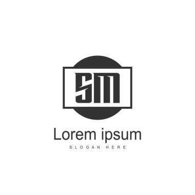 Mektup Sm logo şablonu tasarımı ilk. en az harf logo tasarımı