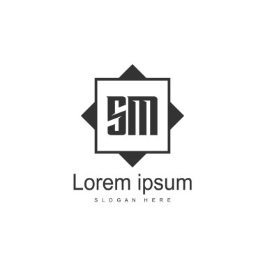 Mektup Sm logo şablonu tasarımı ilk. en az harf logo tasarımı