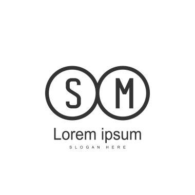 Mektup Sm logo şablonu tasarımı ilk. en az harf logo tasarımı
