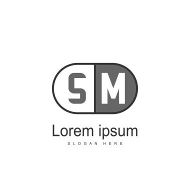 Mektup Sm logo şablonu tasarımı ilk. en az harf logo tasarımı