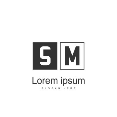 Mektup Sm logo şablonu tasarımı ilk. en az harf logo tasarımı