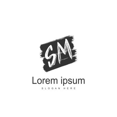 Mektup Sm logo şablonu tasarımı ilk. en az harf logo tasarımı