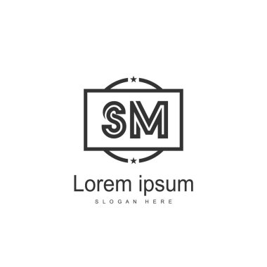 Mektup Sm logo şablonu tasarımı ilk. en az harf logo tasarımı