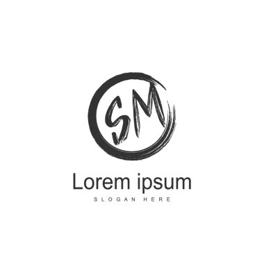 Mektup Sm logo şablonu tasarımı ilk. en az harf logo tasarımı