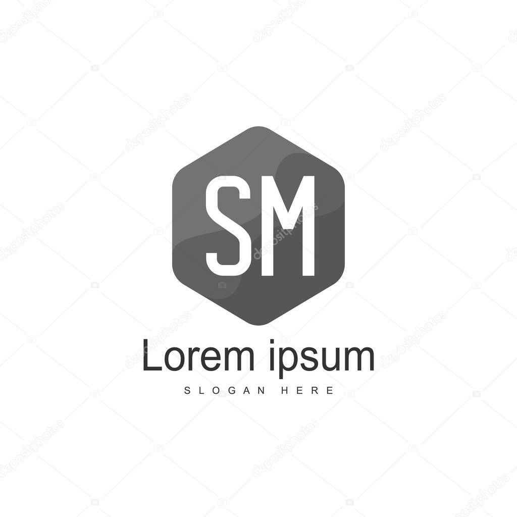 Initial Letter Sm Logo Template Design Minimal Letter Logo Design Larastock