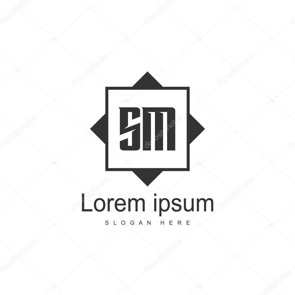 Initial letter SM logo template design. minimal letter logo design
