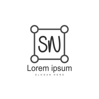 İlk harf Sn Logo şablonu. Minimalist mektup logo tasarımı
