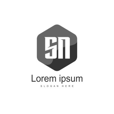 İlk harf Sn Logo şablonu. Minimalist mektup logo tasarımı