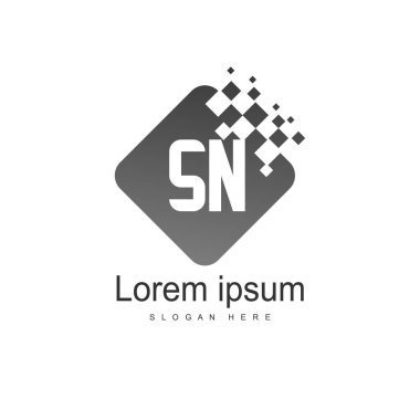İlk harf Sn Logo şablonu. Minimalist mektup logo tasarımı