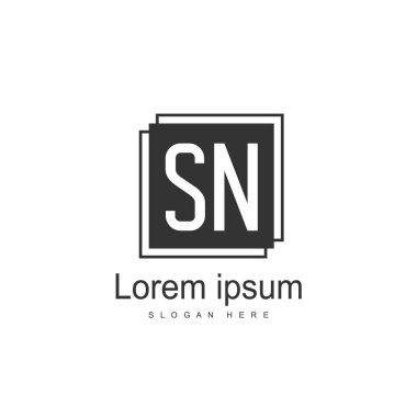İlk harf Sn Logo şablonu. Minimalist mektup logo tasarımı