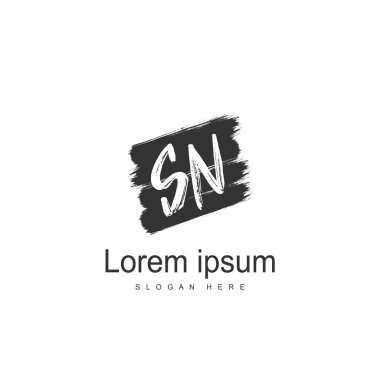 İlk harf Sn Logo şablonu. Minimalist mektup logo tasarımı